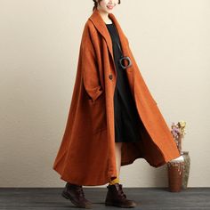 Material: woolen,polyester（lining：plant fibres）Collar type:othersClothing placket: one buttonPattern:plainStyle: casual,retroSleeve: long sleevesClothing details:buttons,pocketWaist: looseSeason:autumn,winterCombination:single pieceColor:yellow brown(caramel）M/L(Fit for EU 38-44,US8-14,UK12-18,AU12-18,NZ12-18)Length: 112.00 cm/ 44.09 "Bust: 156.00 cm/ 61.42 "Shoulder: 58.00 cm/ 22.83 "Sleeve length: 50.00 cm/ 19.69 "Arm: 38.00 cm/ 14.96 "Cuff: 30.00 cm/ 11.81 "Hem: Loose Waist: Loose PS:1.The me Green Overcoat, Woolen Coat Winter, Winter Coat For Women, Winter Green, Loose Coat, Long Overcoat, Loose Coats, Wool Coat Women, Coat For Women