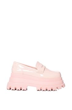 ALEO-PINK PLATFORM LOAFER Luxury Pink Sneakers With Contrasting Heel Counter, Pink Chunky Platform, Pink Chunky Loafers, Platform Combat Boots, Pink Platforms, Azalea Wang, Platform Loafers, Chic Outfit, Plus Size Shopping