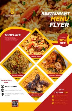 Business Flyers Food Layout Design Poster, Flyer Design Restaurant, Flyer Graphic Design Inspiration, Food Flyer Design Layout, Flyer Food Design, Restaurant Flyer Design Ideas, Flyers Design Layout, Food Poster Design Layout, Food Banner Design Ideas