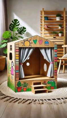 a child's play house made out of cardboard