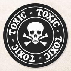 a black and white sticker with a skull in the center that says tokyo toki '