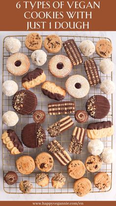 there are many different types of donuts on the cooling rack