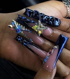 Bts Nails, Blue Stiletto Nails, Nail Tek, Nails Inspired, Acrylic Toes, Drip Nails, Aesthetic Nails