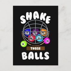 a poster with the words shake those balls in front of an image of two eyes