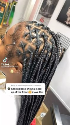 42 Inch Box Braids, Criss Cross Hairstyle Rubber Bands Knotless Braids, Kris Kross Knotless Braids, Box Braids With Rubber Band Design, Rubber Band Knotless Braids, Hair Dyed Natural, Black Hair Dyed, Hair Styles Braids, Big Box Braids Hairstyles