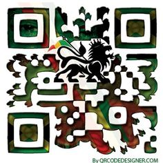 a qr code with the image of a lion on it's head and green squares