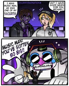 a comic strip with an image of two people talking to each other and the caption says music manten you've got so big