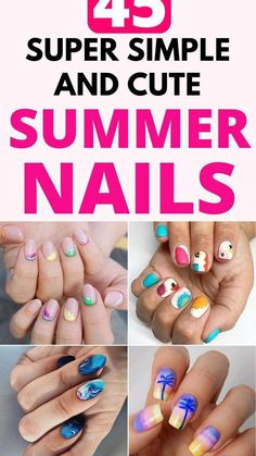 Red Summer Nails, Nail Design Glitter, Cute Summer Nail Designs, Bright Summer Nails, Cute Summer Nails, Vacation Nails, Pastel Nails, Beach Nails, Simple Nail Designs