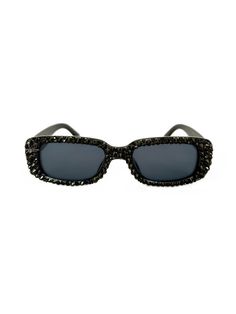 The 90's called - rectangular sunglasses are back in, didn't you know? These black rhinestone rectangular sunglasses are a subtle sparkly take on the classic 90's look. - Acrylic  - UV400 - 50mm lens width; 20mm bridge width; 145mm temple length Rectangular Tinted Sunglasses For Parties, Trendy Rectangular Sunglasses For Evening, Trendy Rectangular Evening Sunglasses, Trendy Evening Rectangular Sunglasses, Trendy Black Sunglasses With Rhinestones, Concert Sunglasses, Bedazzled Sunglasses, Sunglasses Ideas, Rhinestone Crafts