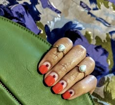 Chic Holiday Nails, Dot Nails Designs, Short Funky Nail Designs, Fun Manicure Ideas, Minimal Nail Art, Nail Heart, Chemical Engineer, Half Moon Nails, Minimalist Nail Art