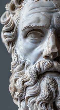 a close up of a statue of a man with a beard