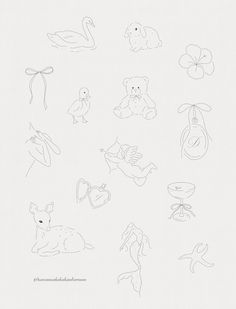 a drawing of various items that are drawn on paper