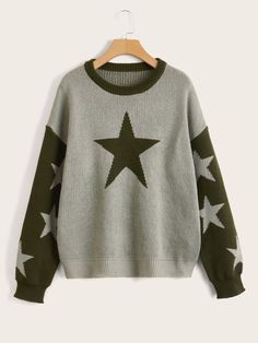 Drop Shoulder Sweater, Star Sweater, Drop Shoulder Sweaters, Goth Punk, Cool Fits, New Star, Star Pattern