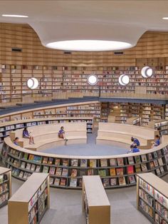 the circular library is filled with books