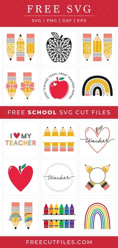 the back to school stickers are shown in red, yellow and green colors with an apple