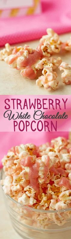 strawberry wine and chocolate popcorn in a glass bowl