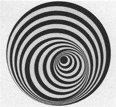 a black and white image of a circular object with an optical pattern in the middle