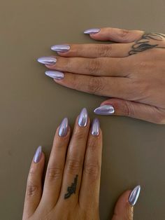 #purple #nails #chrome #nailtrends #nailsoftheday Chrome Nails Base Color, Purple Nail Chrome, Winter Chrome Nails 2024, Chrome Nail Inspiration, Purple And Chrome Nails, Elegant Chrome Nails, Purple Glazed Nails, Purple Nails With Chrome, Chrome Glazed Nails