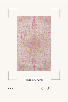 an image of a pink and gold rug on a white background with the words, i am