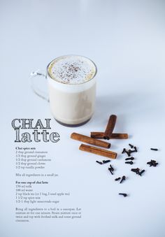 the ingredients for chai latte are shown here