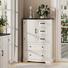 White Dressers Small Bedroom, Bedroom Dresser In Front Of Window, Bathroom Dresser Storage, Dresser Storage Ideas, Tall Narrow Storage Cabinet, Tall White Dresser, Dressers Bedroom, Dresser Tall, Storage For Bedroom