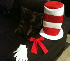 the cat in the hat is sitting on the couch