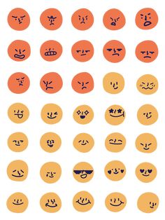 an image of different emoticions in the shape of circles with faces and eyes