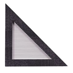 a triangle shaped object with lines on the top and bottom side, in black wood