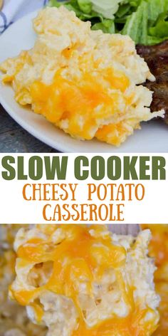 this slow cooker cheesy potato casserole is the perfect side dish