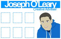 a person with a blue hoodie is shown in front of a white background that says joseph o'leapy creative adviser