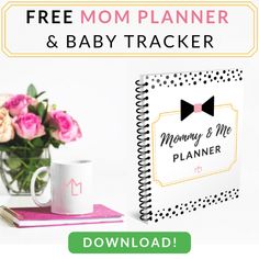 a mother's day planner and coffee mug with pink roses