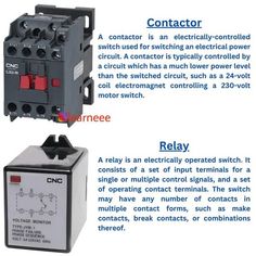 two different types of contactors are shown in this diagram, and the same type of contactor is labeled below