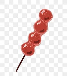 a red lollipop on a stick is shown