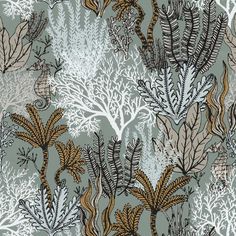 an image of a wallpaper with seaweed and corals on grey background,