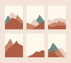 four different mountains are shown in this set