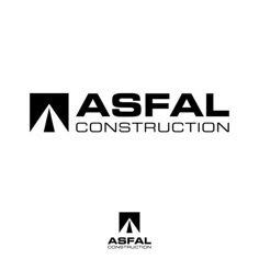 the logo for asfal construction, which is designed to look like an arrow