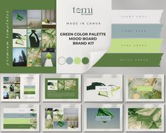 the green color palette is displayed in this brochure