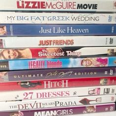 a stack of movies sitting on top of each other