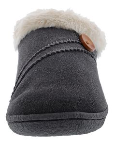 Clarks Women Rebecca Winter Slippers Enjoy a leisure weekend in the Clarks Clog Slipper. Suede upper in a slipper style Slip-on construction Round toe Button detail Faux fur lining with a cushioning footbed Traction outsole Comfortable Clogs With Faux Fur Lining, Comfortable Clogs With Faux Fur Lining And Round Toe, Dorm Slippers, Comfortable Black Slip-on Slippers, Comfortable Slip-on Slippers With Buckle Closure, Brown Slip-on Slippers With Buckle Closure, Dvs Shoes, Winter Plush Lined Slip-on Slippers, Comfortable Wool Slip-on Slippers