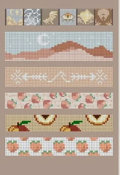 the cross stitch pattern is shown with different colors and patterns on it, as well as some