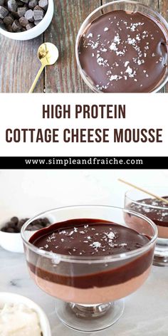 high protein cottage cheese mousse with chocolate in the middle