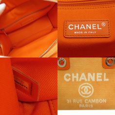 General: Brand: Chanel Design: Type: Handbag Material: Canvas Color: Orange Gender: Women Size: Size (HxWxD): 19cm x 26cm x 11.5cm / 7.48'' x 10.23'' x 4.52'' Included Items: Accessories Notice: Before purchasing, please refer to the images of the accessories included with the item. Condition: Condition: Used (very good) Ranking: Rank A Used - A few traces of usage, some scratches / dirt can be seen but overall in very good condition Seller Ranking: Rank A Overall Scratches: Slight Overall Dirt: Designer Orange Bags With Top Carry Handle, Luxury Orange Bags With Top Carry Handle, Designer Orange Satchel, Designer Orange Satchel For Shopping, Designer Orange Satchel For Travel, Chanel Design, Bowling Bag, Bowling Bags, Bowling