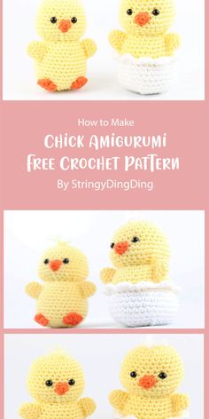 crochet chick amigurmi free pattern with instructions to make it in two sizes