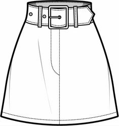 a line drawing of a skirt with a belt