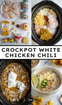 the crockpot white chicken chili is ready to be eaten