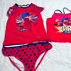 Miraculously Lady Bug 3 Piece Bathing Suit Condition- Gently Used. 3 Piece Bathing Suit Girls Size 14-16 Was Only Used Once, Has Been Washed And Sanitized. This Is From A Non Smoke Home. Playful Fitted Sets With Character Print, Cute Red Swimwear For Playtime, Playful Red Fitted Sets, Playful Red Fitted Set, Playful Fitted Red Sets, Playful Multicolor Swimming Sets, Fitted Red Playwear Sets, Playful Black Sets With Character Print, 3 Piece Bathing Suit