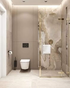 a bathroom with marble walls and flooring