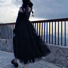 Color: Black, Size: length 90cm Long Tutu Skirt, Y2k Grunge Outfits, Summer Outfits Y2k, Long Tutu, Cake Dress, Fairy Cake, Y2k Women, Tulle Midi Skirt, Grunge Fairy