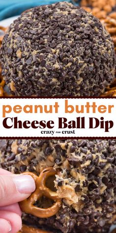 A simple tailgating recipe for a sweet cheese ball dip! It's one of the best football appetizers that doubles as dessert. Loaded with lots of chocolate, this peanut butter cheese ball is addicting! Check out what to serve with this easy game day food Yummy Football Snacks, Foot Ball Party Foods, Football Oreo Dip, Easy Football Desserts Simple, Easy Snacks For Football Game, Football Cheese Dip, Fun Dip Recipes, Football Side Dishes Tailgating, Sweet Dips For Thanksgiving