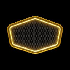 a yellow hexagonal frame with lights in the center on a black background photo